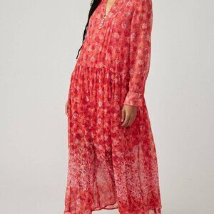 Free People See It Through Coral Dress